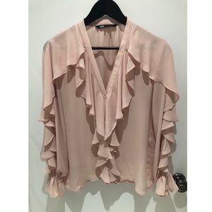 ZARA a blush pink ruffle blouse size M